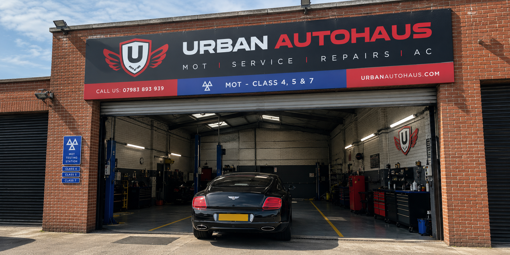 Urban Autohaus garage exterior in West Bromwich, MOT testing, servicing and bodywork